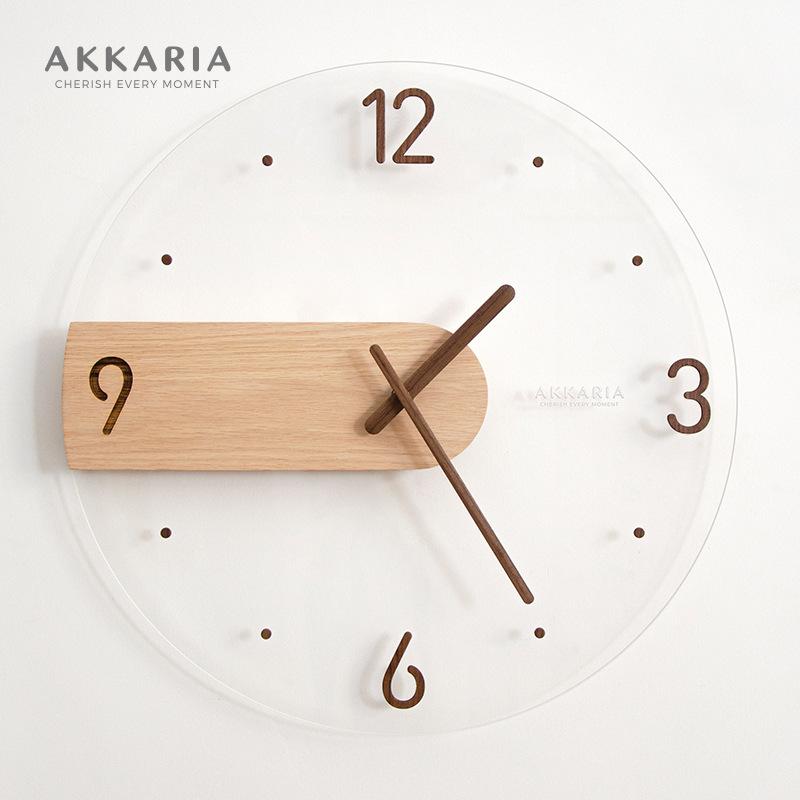 Decorative Wall Clock for Living Room,Metal & Walnut Dial Home Decor Silent Non Ticking Lightweight Clocks for Bedroom, Study, Office Decorations