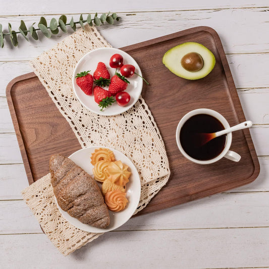 Wooden Tray 胡桃木上菜托盘长方形木制盘酒店家居香薰首饰装饰托盘