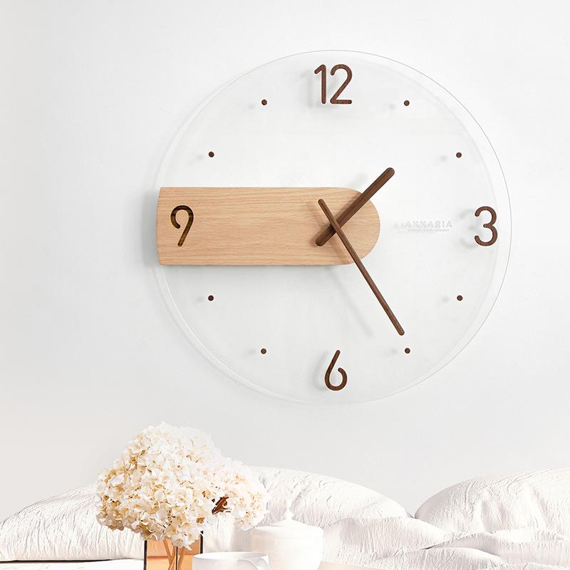 Decorative Wall Clock for Living Room,Metal & Walnut Dial Home Decor Silent Non Ticking Lightweight Clocks for Bedroom, Study, Office Decorations