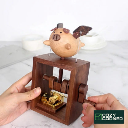 Wooden Flying Pig Music Box -  Creative Gift